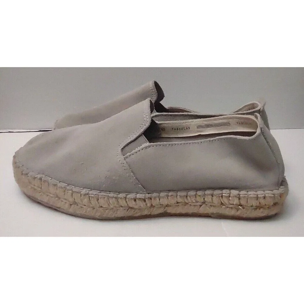 Fabiolas Women's Espadrille Slip On Shoe 38/US 7.5 Gray Suede Platform Loafer